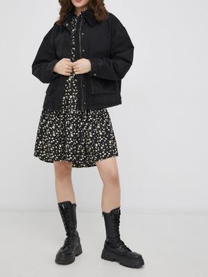 Džínová bunda Levi's dámská, černá barva, přechodná, oversize