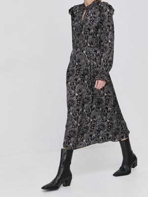 Šaty Bruuns Bazaar Becca Ellis černá barva, midi, áčkové