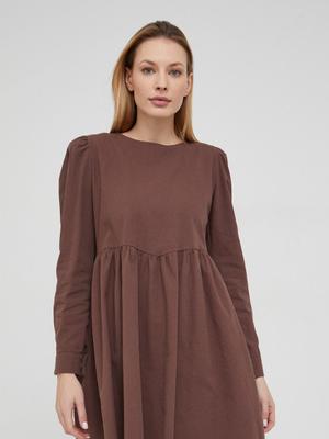 Bavlněné šaty Answear Lab hnědá barva, mini, jednoduchý