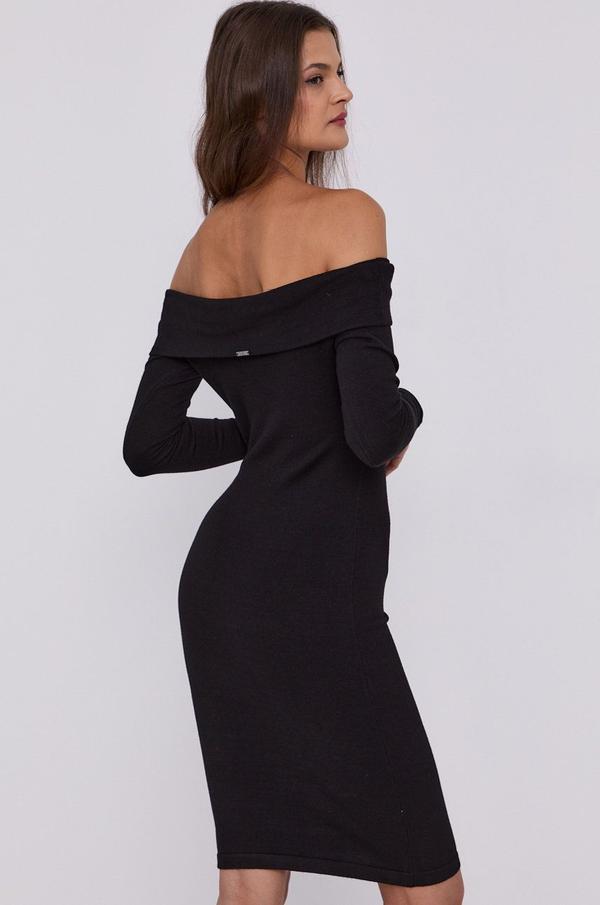 Šaty Guess černá barva, mini, přiléhavé