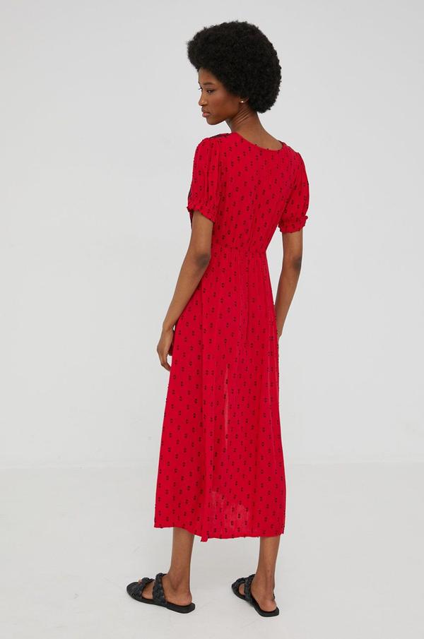 Šaty Answear Lab červená barva, midi, áčková