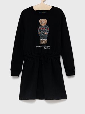Dívčí šaty Polo Ralph Lauren černá barva, mini, jednoduché