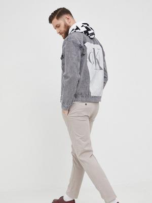 Džínová bunda Calvin Klein Jeans pánská, šedá barva, přechodná
