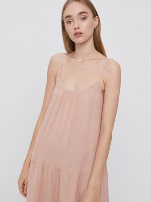 Bavlněné šaty Vero Moda růžová barva, midi, oversize