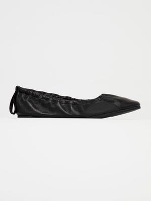 Kožené baleríny Hugo černá barva, na plochém podpatku