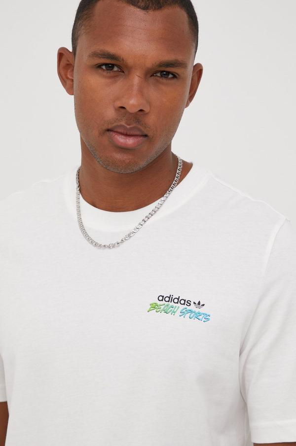 Bavlněné tričko adidas Originals HC7143 bílá barva, s potiskem