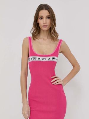 Šaty Chiara Ferragni růžová barva, mini, přiléhavá
