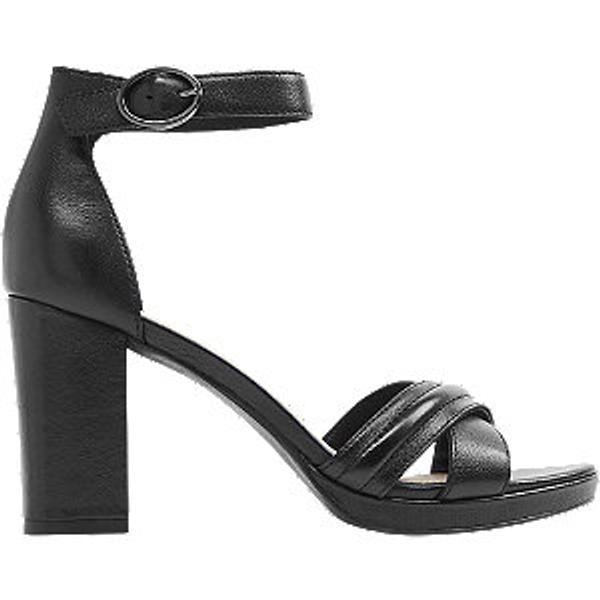 Černé kožené sandály na podpatku 5th Avenue
