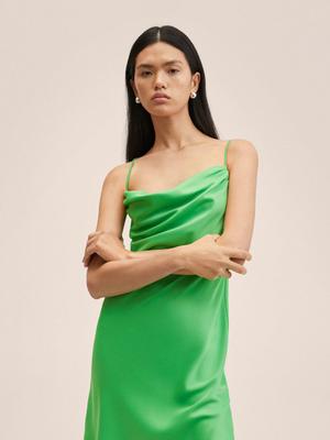 Šaty Mango Lupe zelená barva, mini, jednoduchý