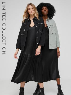 Bavlněná džínová bunda Answear Lab dámská, černá barva, oversize
