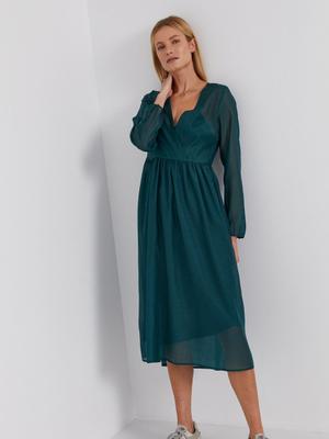 Šaty Sisley zelená barva, midi, áčkové