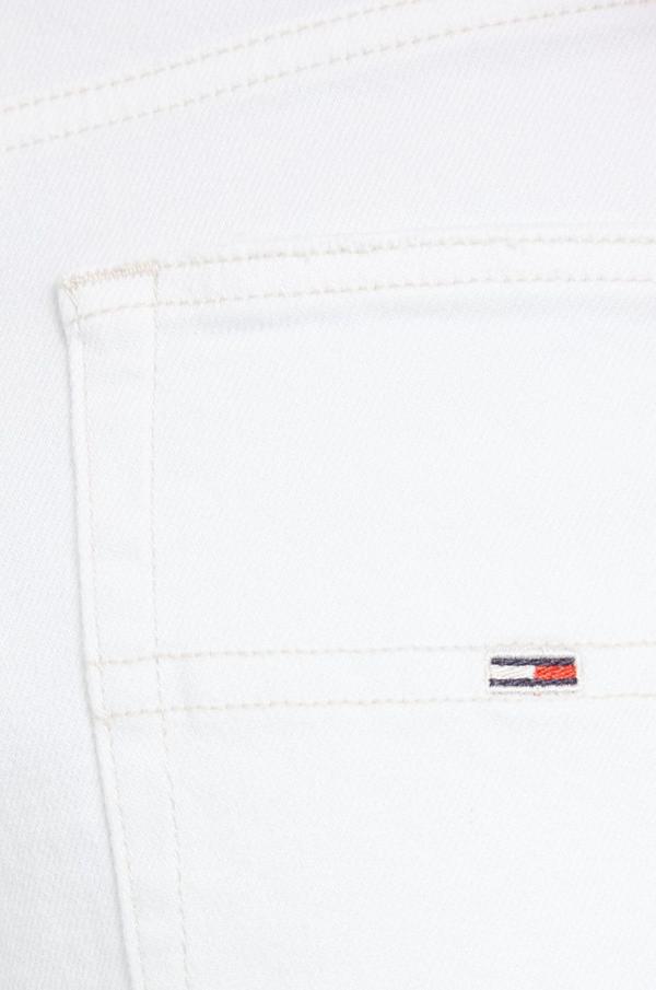 Džínové šortky Tommy Jeans dámské, bílá barva, hladké, high waist