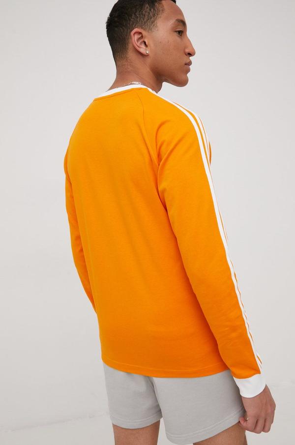 Bavlněné tričko s dlouhým rukávem adidas Originals Adicolor HE9531 oranžová barva, s aplikací