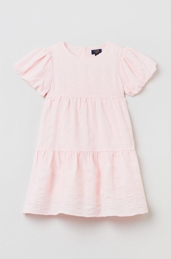 Dívčí šaty OVS růžová barva, mini, áčková