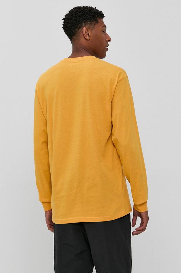 Tričko s dlouhým rukávem Vans pánské, oranžová barva, s potiskem