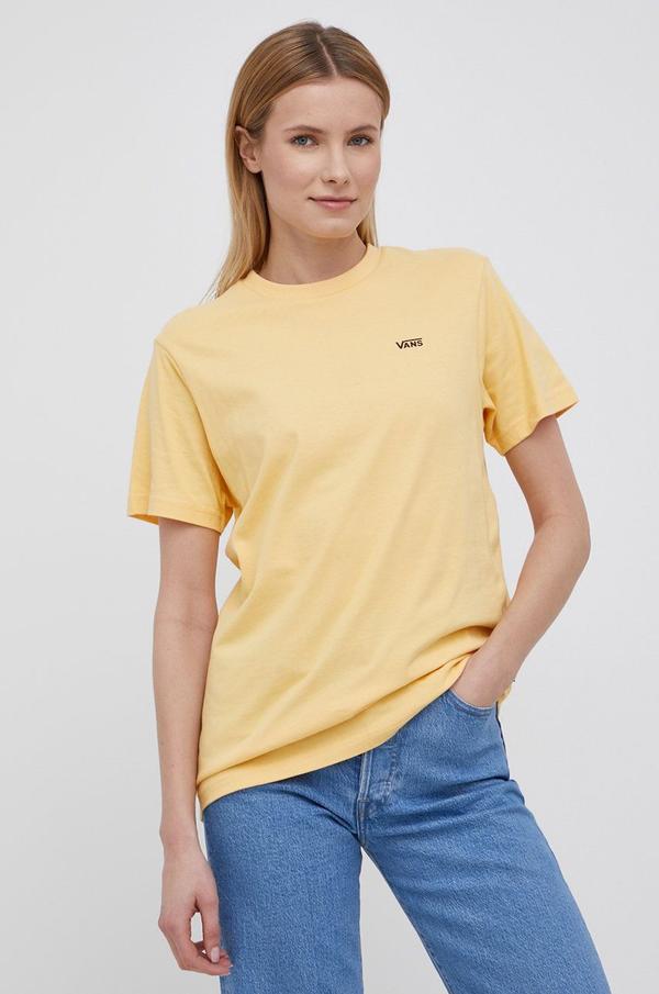 Bavlněné tričko Vans žlutá barva