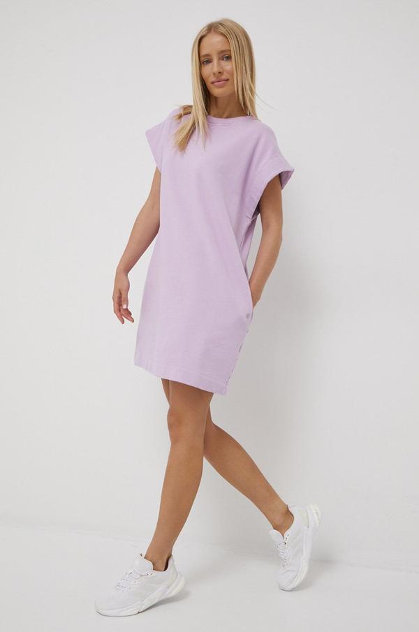 Bavlněné šaty Deha fialová barva, mini, jednoduchý