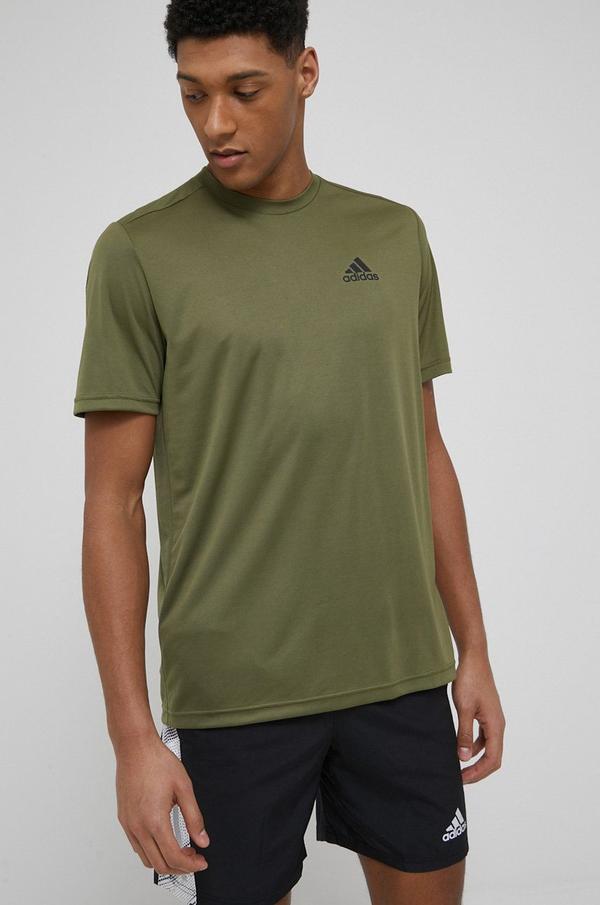 Tréninkové tričko adidas zelená barva, hladký