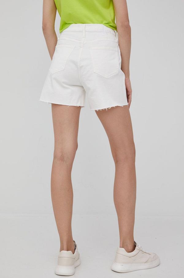 Džínové šortky Calvin Klein Jeans dámské, bílá barva, hladké, high waist