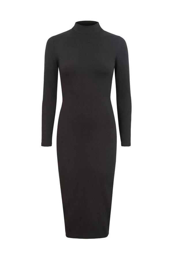Šaty MUUV. Sukienka Why Not Cotton černá barva, midi, přiléhavá