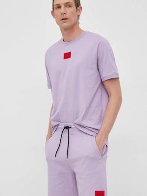 Bavlněné šortky Hugo pánské, fialová barva