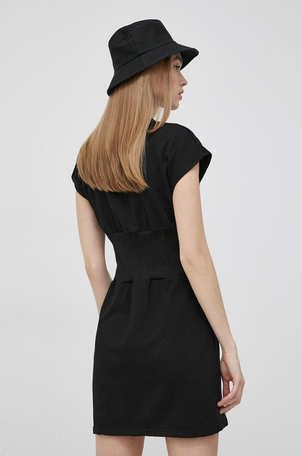 Bavlněné šaty Sixth June černá barva, mini, áčková