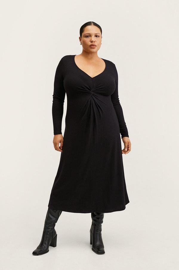 Šaty Mango Palson černá barva, mini, oversize