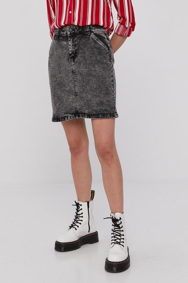 Džínová sukně Noisy May šedá barva, mini, jednoduchá