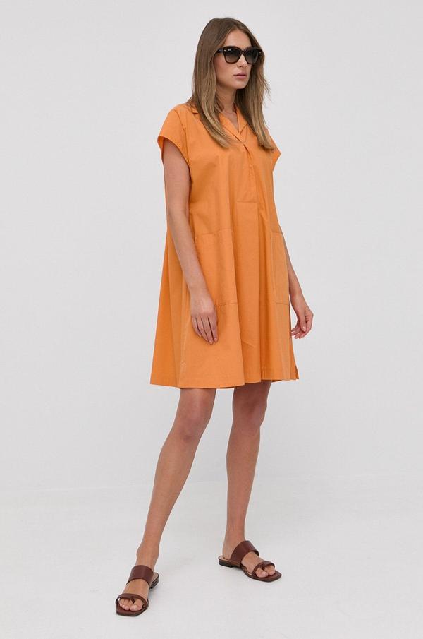 Bavlněné šaty Weekend Max Mara oranžová barva, mini, oversize