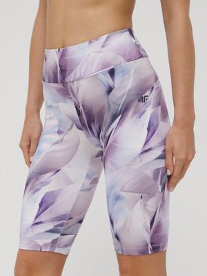 Tréninkové šortky 4F dámské, fialová barva, vzorované, high waist