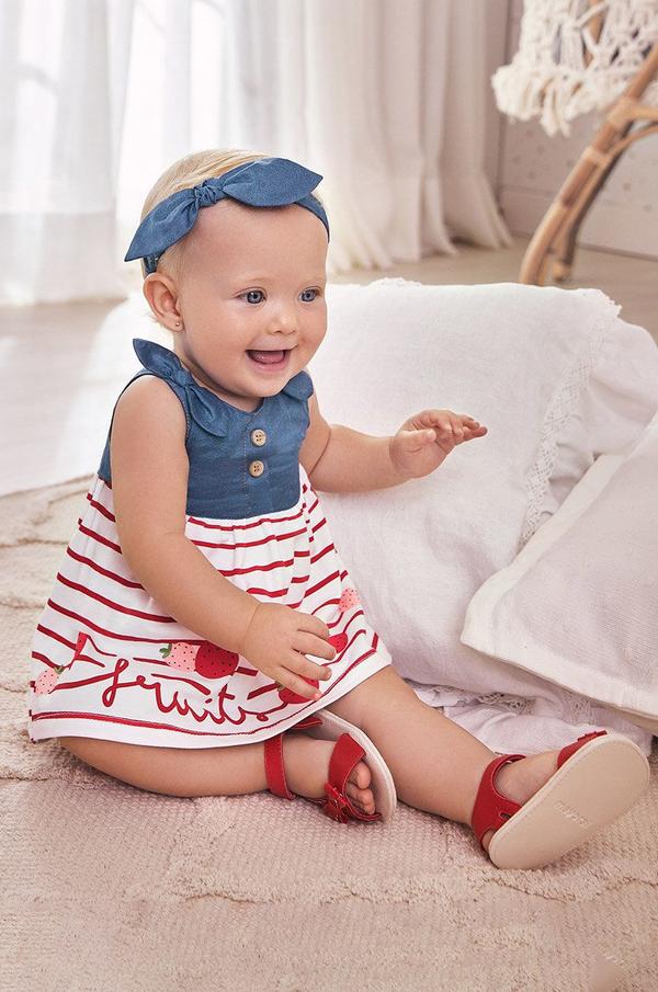 Dívčí šaty Mayoral Newborn červená barva, mini, áčková