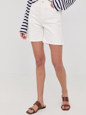 Džínové šortky Marella dámské, bílá barva, hladké, high waist
