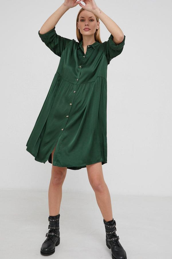 Šaty Answear Lab zelená barva, mini, áčkové