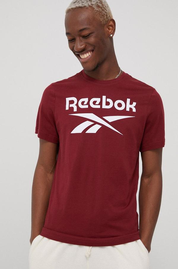 Bavlněné tričko Reebok HF0771 vínová barva, s potiskem