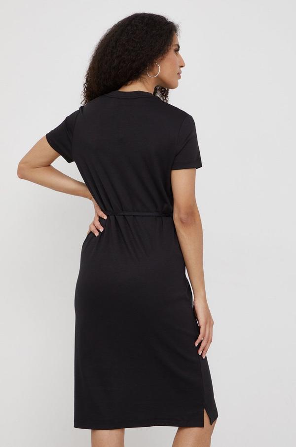Bavlněné šaty Calvin Klein černá barva, midi