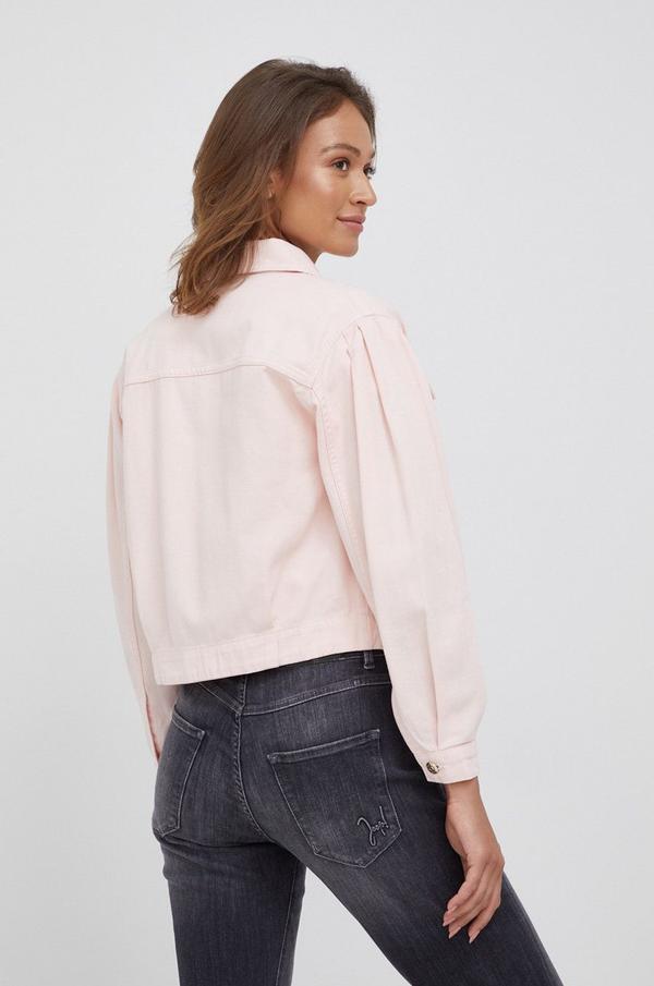 Džínová bunda Sisley dámská, růžová barva, přechodná