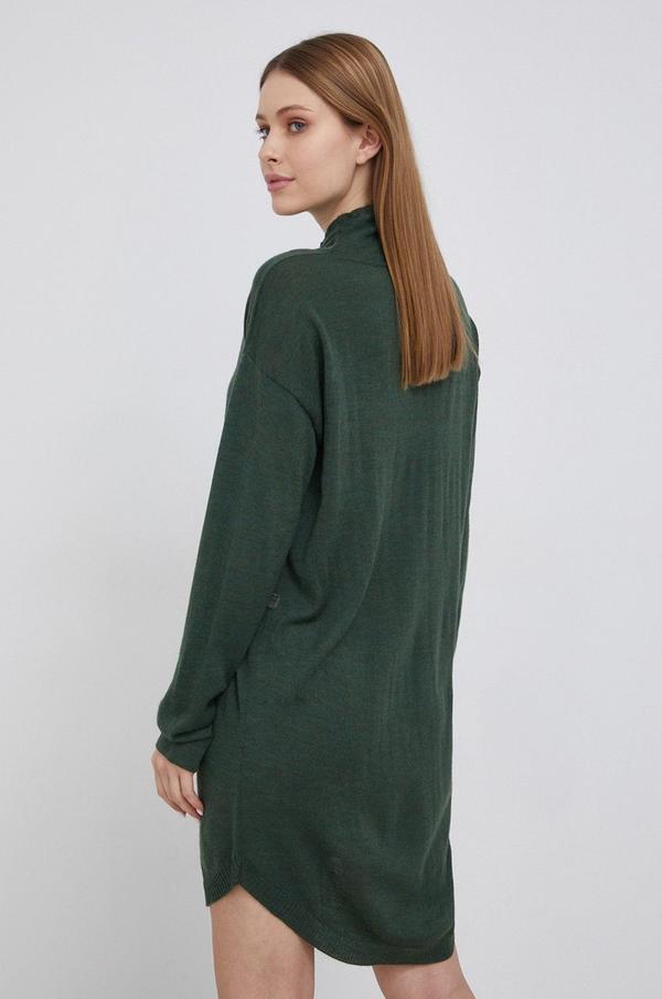 Vlněné šaty G-Star Raw zelená barva, mini, oversize