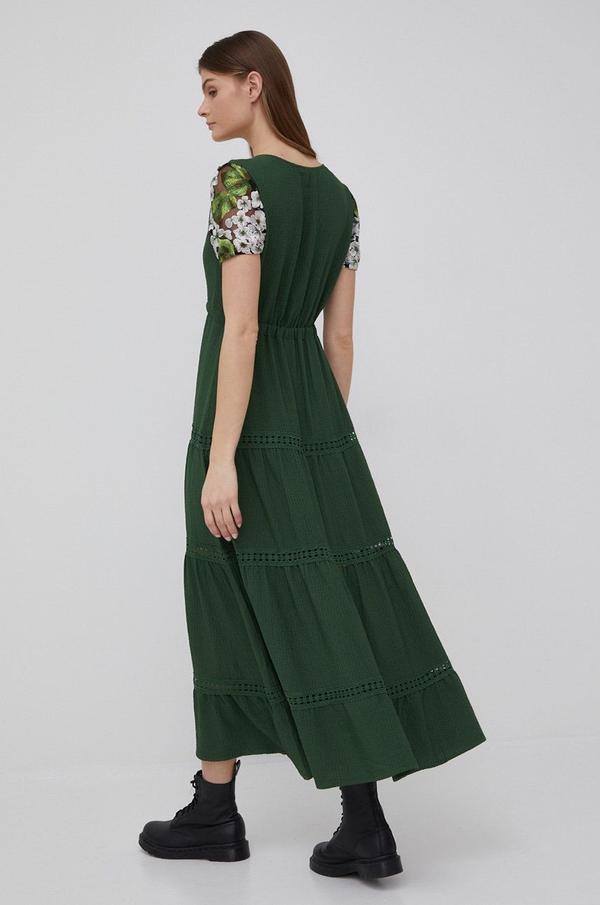 Šaty Desigual zelená barva, maxi, áčková