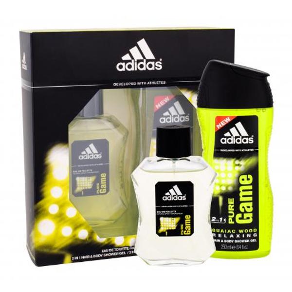 Adidas Pure Game dárková kazeta toaletní voda 100 ml + sprchový gel 250 ml pro muže poškozená krabička