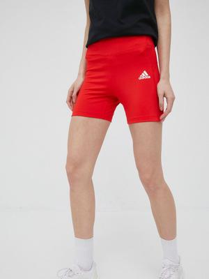 Tréninkové šortky adidas Feelbrilliant HE9265 dámské, červená barva, hladké, high waist
