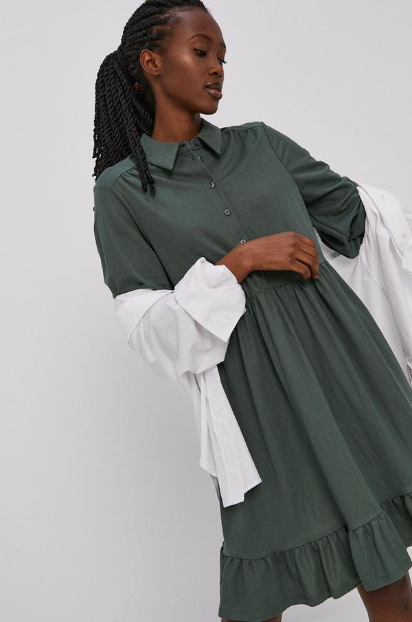 Šaty Vero Moda zelená barva, mini, áčkové