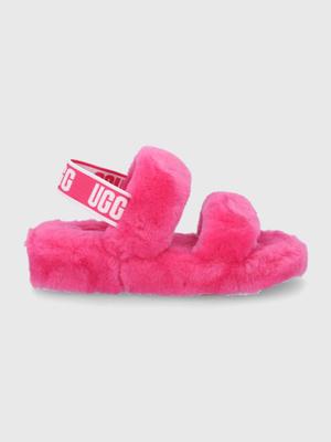 Vlněné pantofle UGG růžová barva