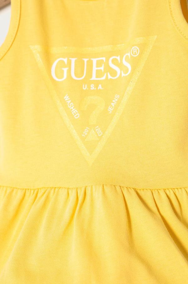 Dívčí šaty Guess žlutá barva, mini, áčkové