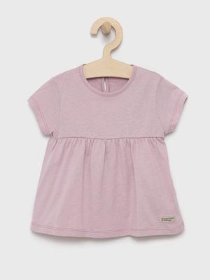 Dětské bavlněné šaty United Colors of Benetton růžová barva, mini, áčková