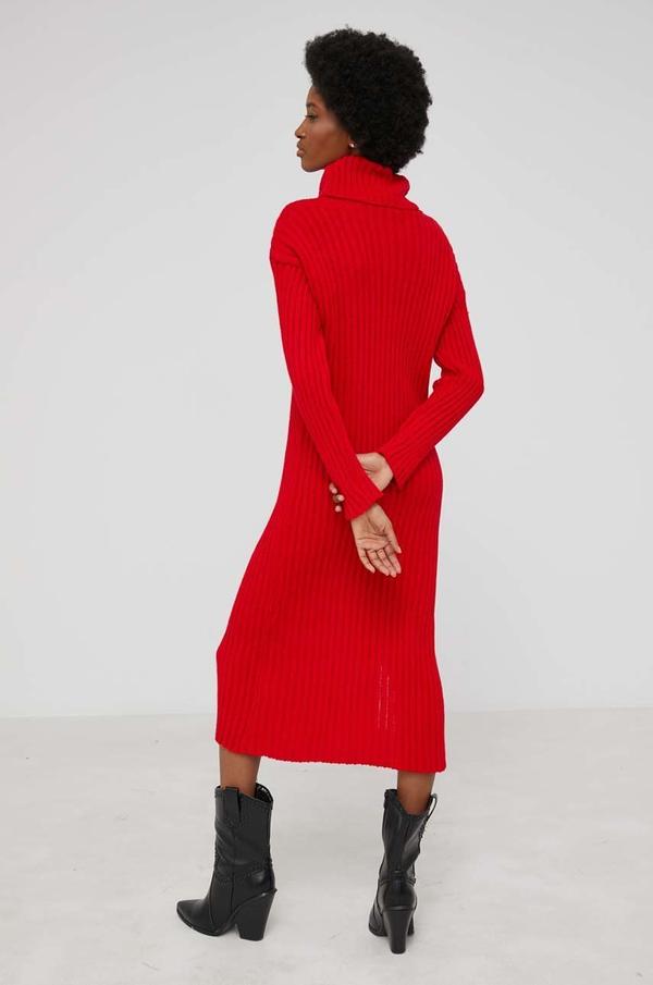 Šaty Answear Lab červená barva, midi, přiléhavá