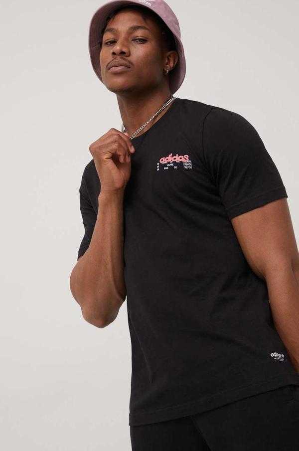 Bavlněné tričko adidas Originals HC7127 černá barva, s potiskem