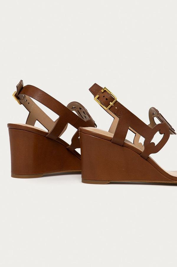 Kožené sandály Lauren Ralph Lauren hnědá barva