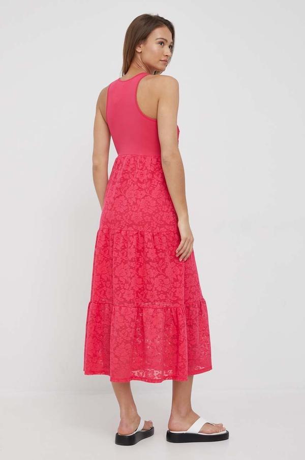 Šaty Desigual růžová barva, maxi