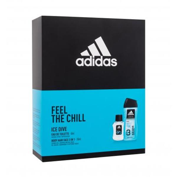 Adidas Ice Dive dárková kazeta toalení voda 50 ml + sprchový gel 250 ml pro muže poškozená krabička