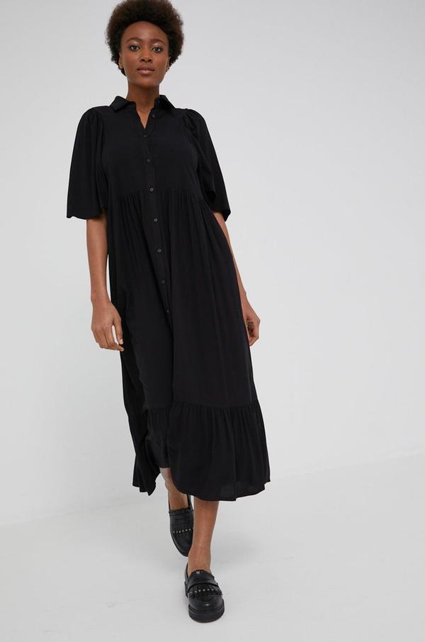 Šaty Answear Lab černá barva, midi, áčková
